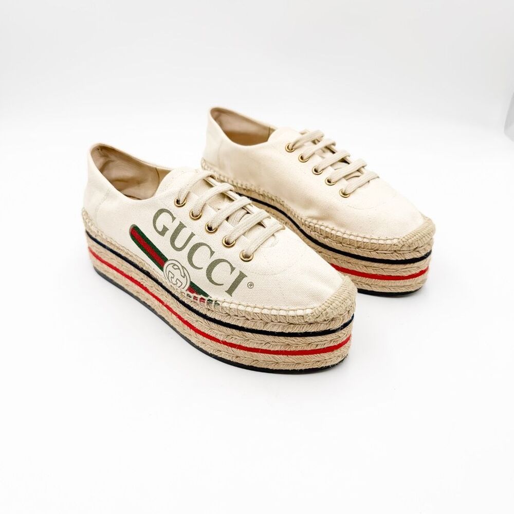 Gucci Lilibeth GG Platform Espadrille Sneakers Size 38 US 8 Women